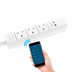 Smart WIFI APP Control Power Strip with 3 UK Outlets Plug 2 USB Fast Charging Socket App Control Work Power Outlet