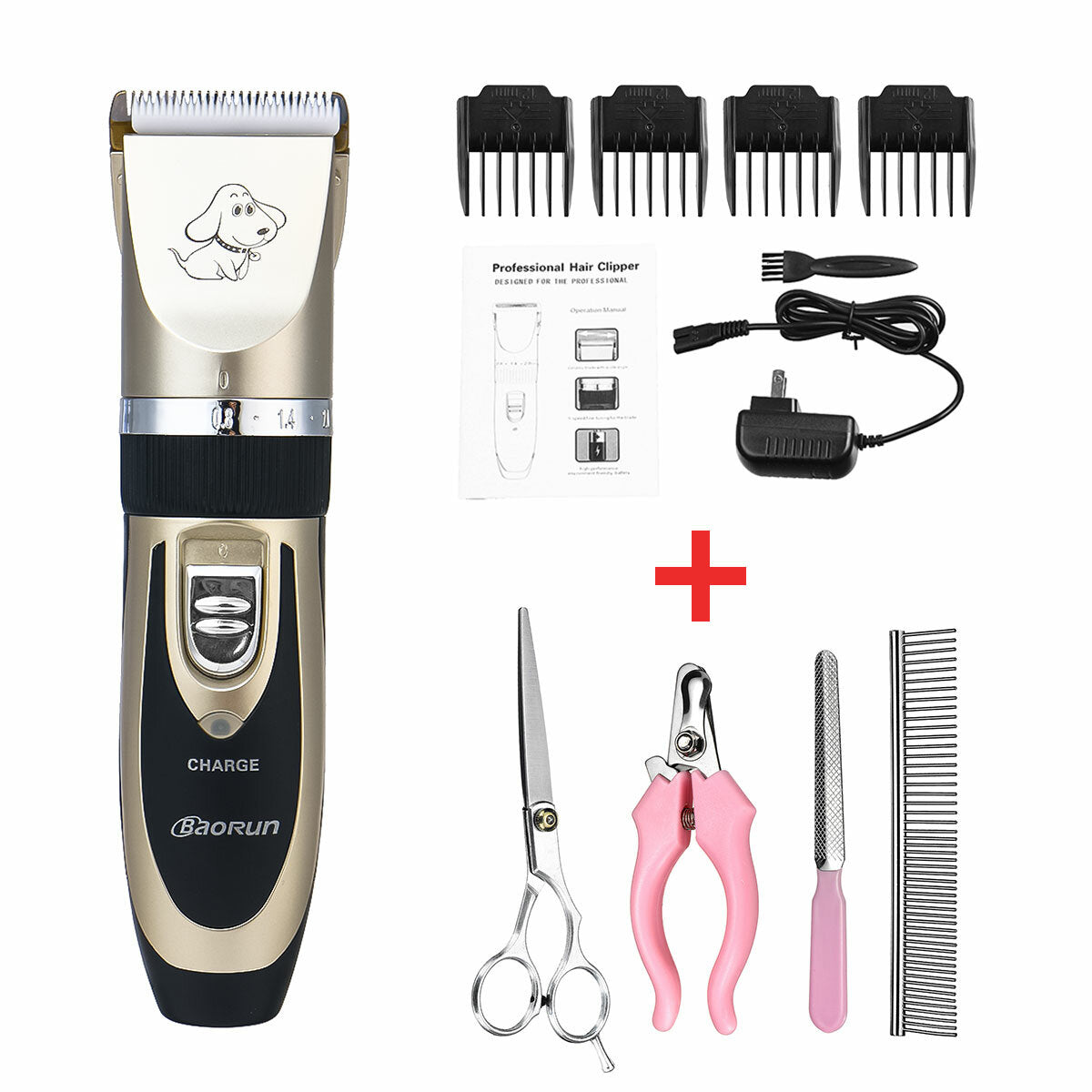 Pet Electric Clippers,Pevrosd Professional Mute Grooming Kit Animal Pet Cat Dog Hair Trimmer Clipper Shaver