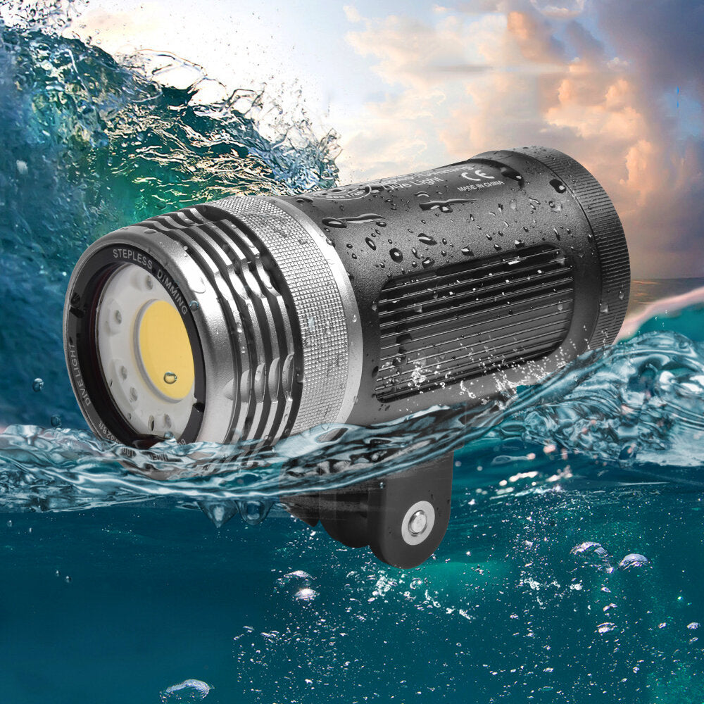 100meter Deepth Waterproof Underwater 6000LM Video Light Lamp With Optical Fiber Interface Diving Photography