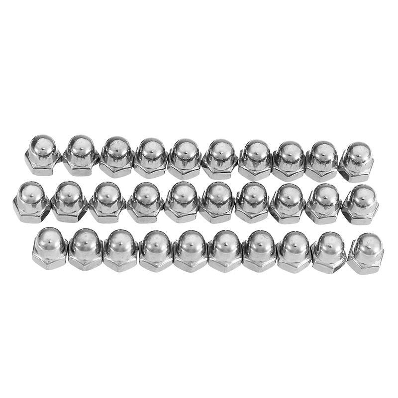 30Pcs M4 304 Stainless Steel Dome Head Cap Acorn Hex Nuts Thread Decor Cover Nuts