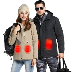 Hooded Electric Heated Coat USB Charging Smart Heating Long Sleeve Jackets Winter Thicken Warm Men Women
