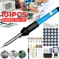 101pc 110V/220V 60W Electric Adjustable 200-450C Pyrography Soldering Iron Tools for Wood Working Burning Pen Tip Kit