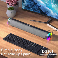 Soundbar Computer Wired RGB Lighting Speaker Stereo Surround Subwoofer Soundbar For Macbook Laptop Notebook PC Player