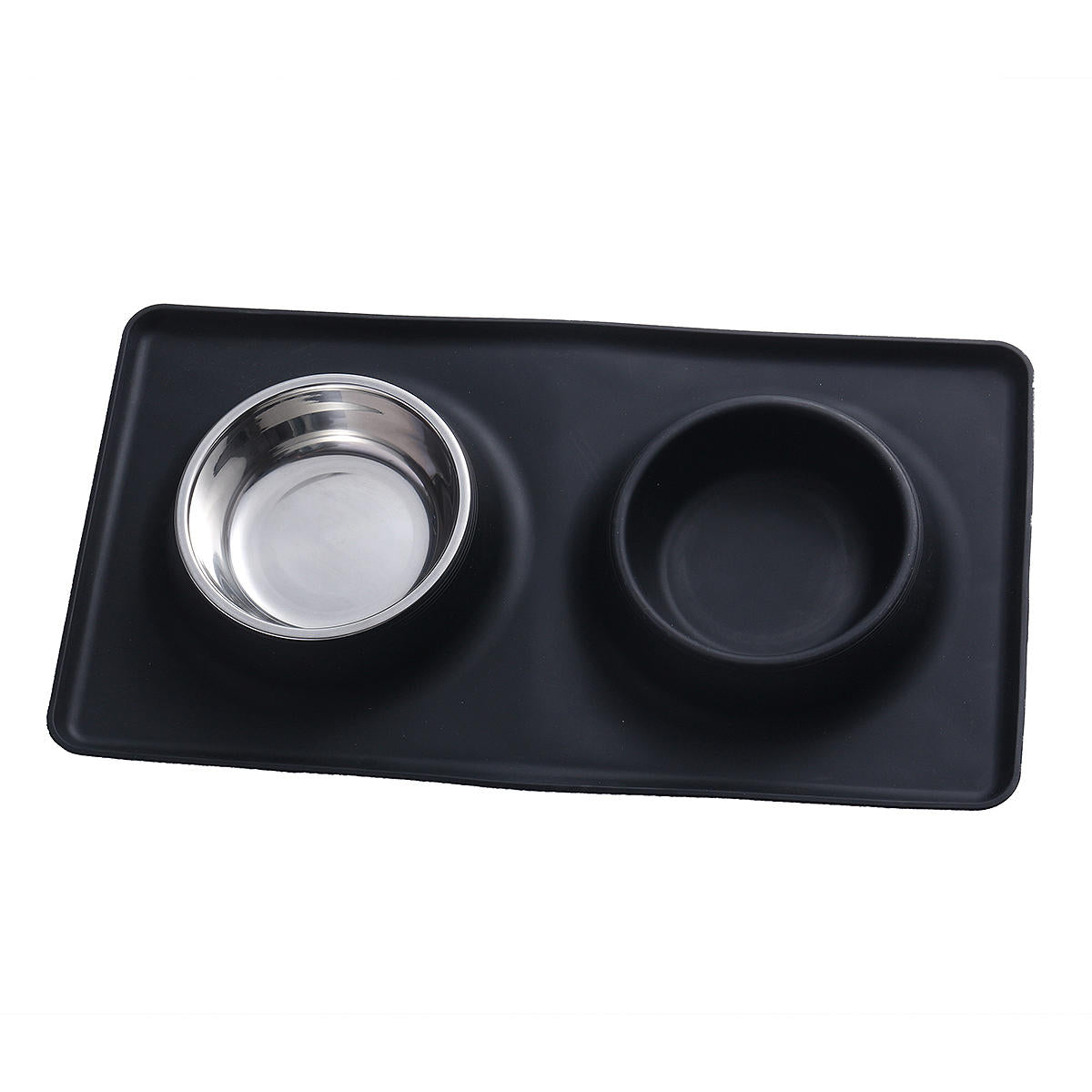 Stainless Steel Pet Dog Cat Bowls Silicone Mat Water Food Feeder Dish Pet Bowl