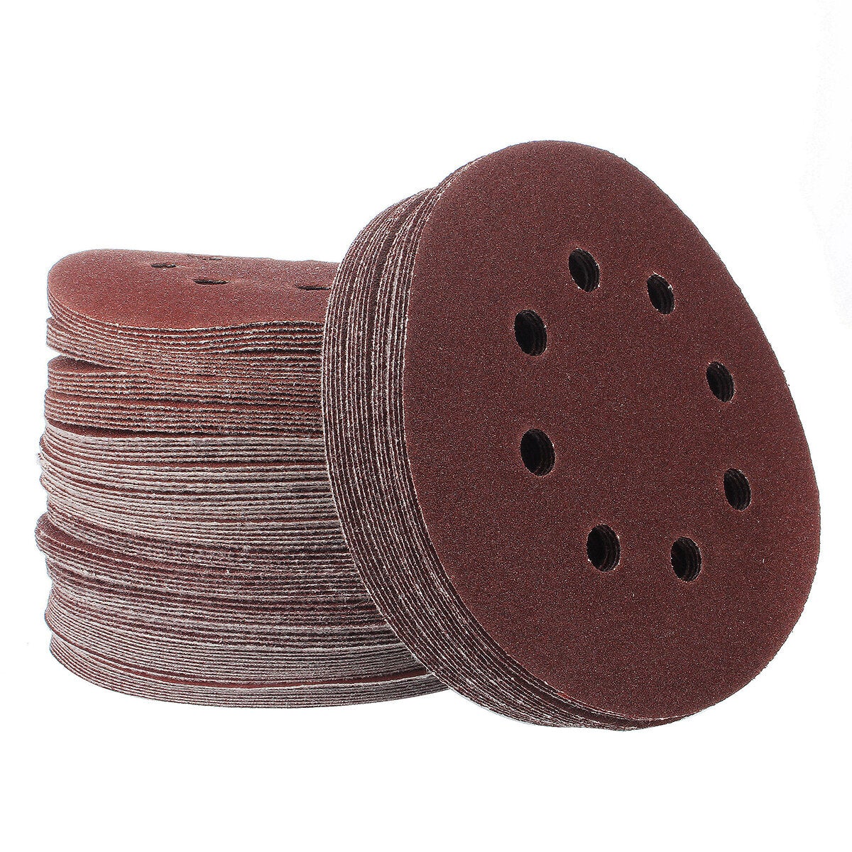 100Pcs 125mm 8 Holes Abrasive Sand Discs 60/80/100/120/240 Grit Sanding Papers