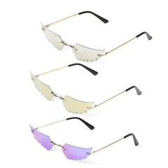 Women Rimless Sunglasses Sun Glasses Eyewear Frameless w/ Storage Case