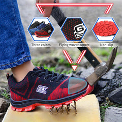 Men's Safety Shoes Work Shoes Steel Toe Non-Slip Breathable Running Shoes Mesh Anti-slip shoes Sneakers