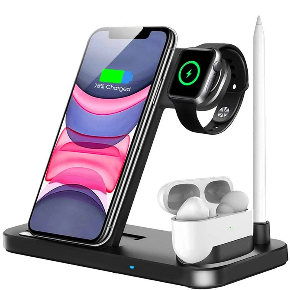 15W 4-in-1 Wireless Charger Dock for iPhone, Apple Watch, AirPods Pro