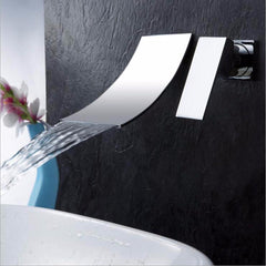 Wall Mount Waterfall Mixer Tap Chrome Bathroom Sink Faucet Modern Basin Brass