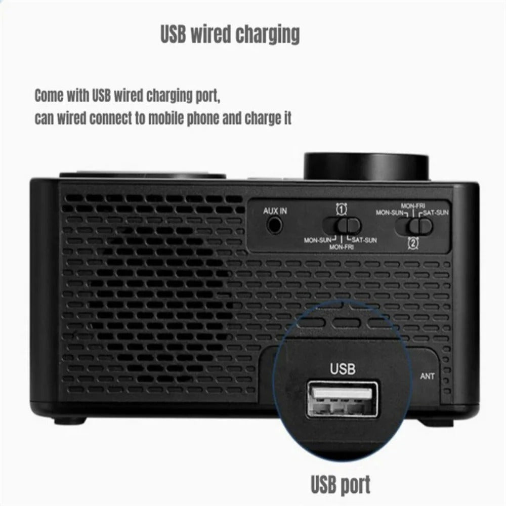 10W Wireless Charger Bluetooth Speaker Alarm Clock Radio for Qi-enabled Phones