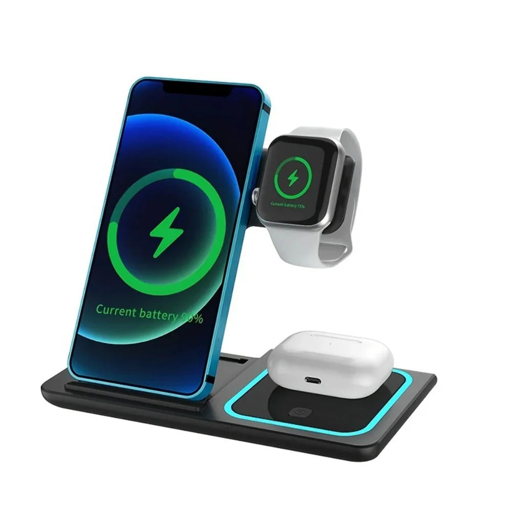 3-in-1 Wireless Charger for iPhone 15/14/13/12 Pro Max, Apple Watch, AirPods, 15W Fast Charging Dock