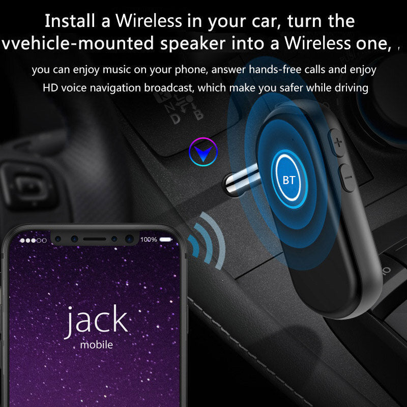Wireless Transmitter Receiver Handsfree Car Kit bluetooth 5.0 Audio AUX Adapter For Car TV Headphone Speaker