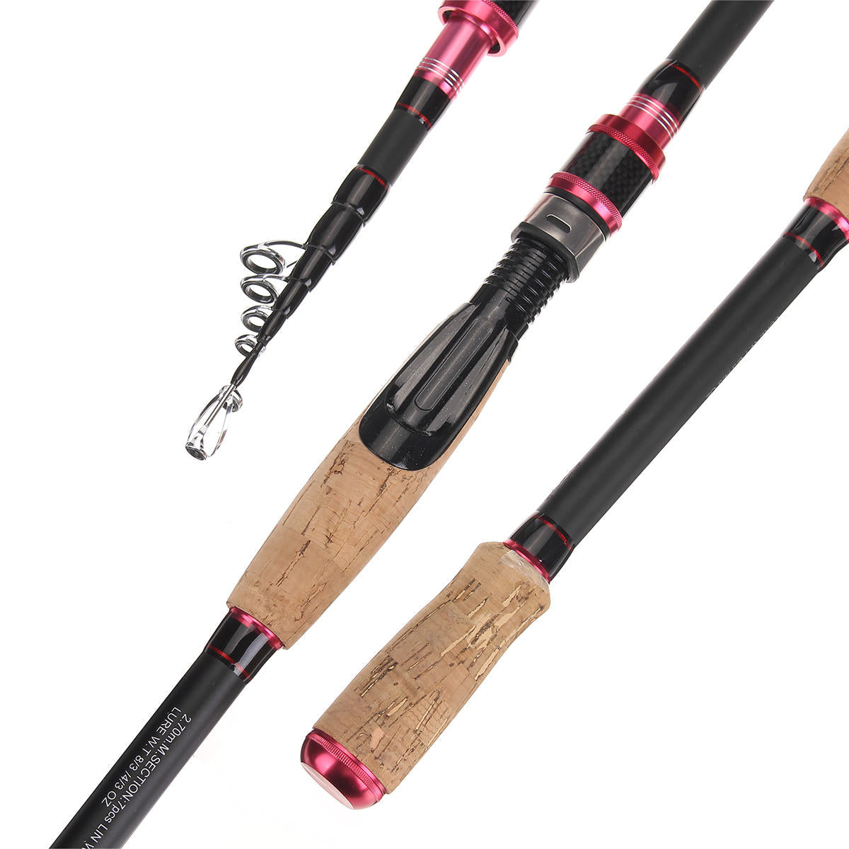 1.98/2.1/2.4/2.7m Fishing Rod Telescopic Lightweight Carbon Fiber Spinning Fishing Pole