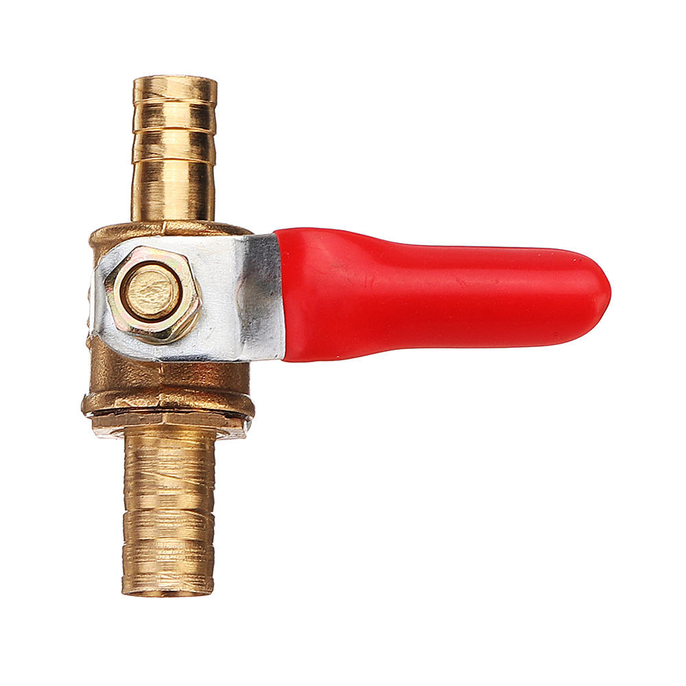 8/10mm Hose Barb Inline Brass Shutoff Mini Ball Valve Pipe Fitting 180 Handle Water Gas Fuel Line