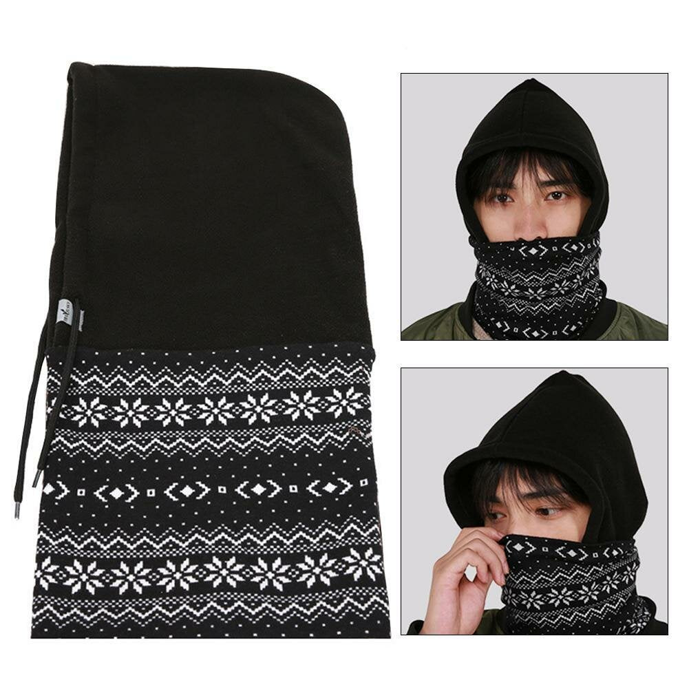 Unisex Neck Hood Fleece Hat Winter Warm Balaclava Helmet Windproof Neck Gaiter Face Mask Head Scarf