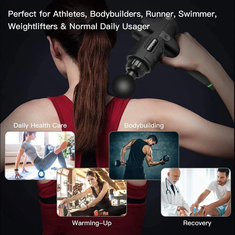 Electric Massage Gun for Muscle Relaxation, High Frequency Body Massager with Portable Bag for Fitness