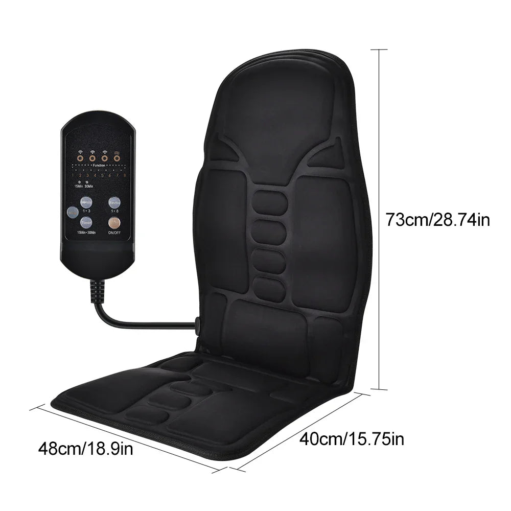 Electric Massager Chair Pad with Heat, Vibrating Neck, Back, Lumbar Cushion for Car and Home Office