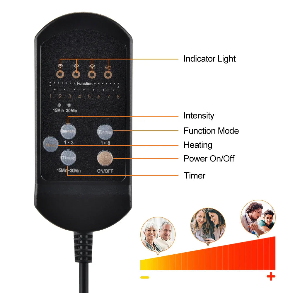 Electric Massager Chair Pad with Heat, Vibrating Neck, Back, Lumbar Cushion for Car and Home Office