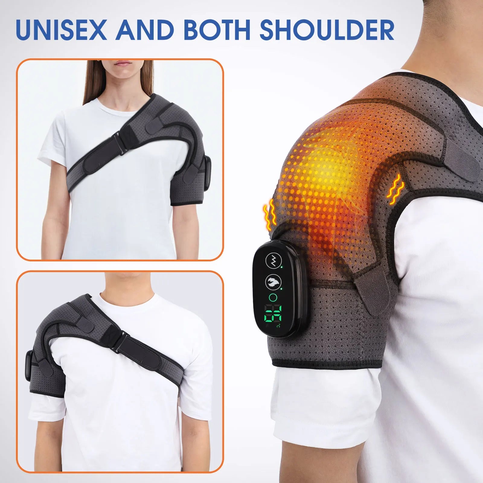 Electric Shoulder Massager Belt with Vibration & Heating, Muscle Relaxer and Warmer Pads