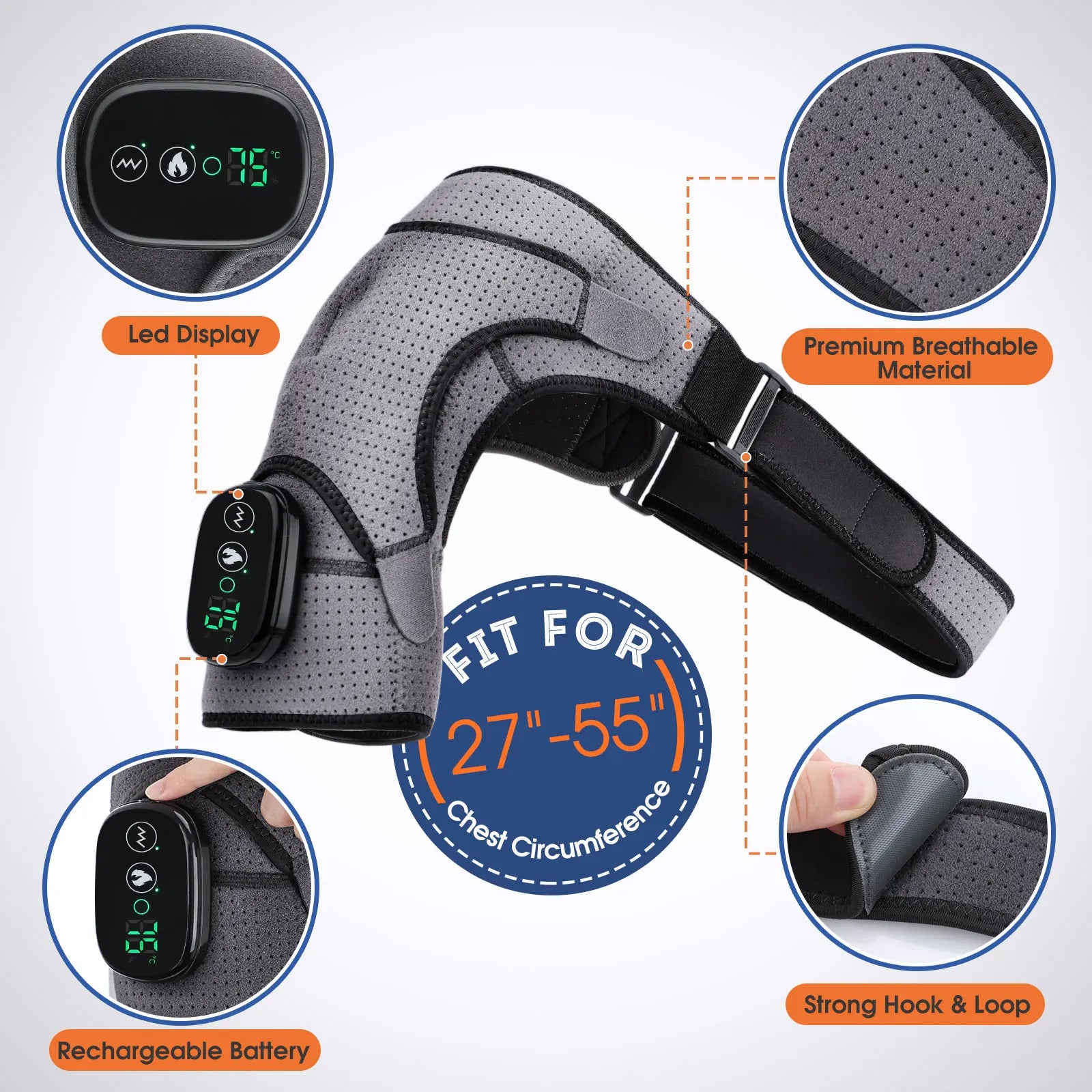 Electric Shoulder Massager Belt with Vibration & Heating, Muscle Relaxer and Warmer Pads