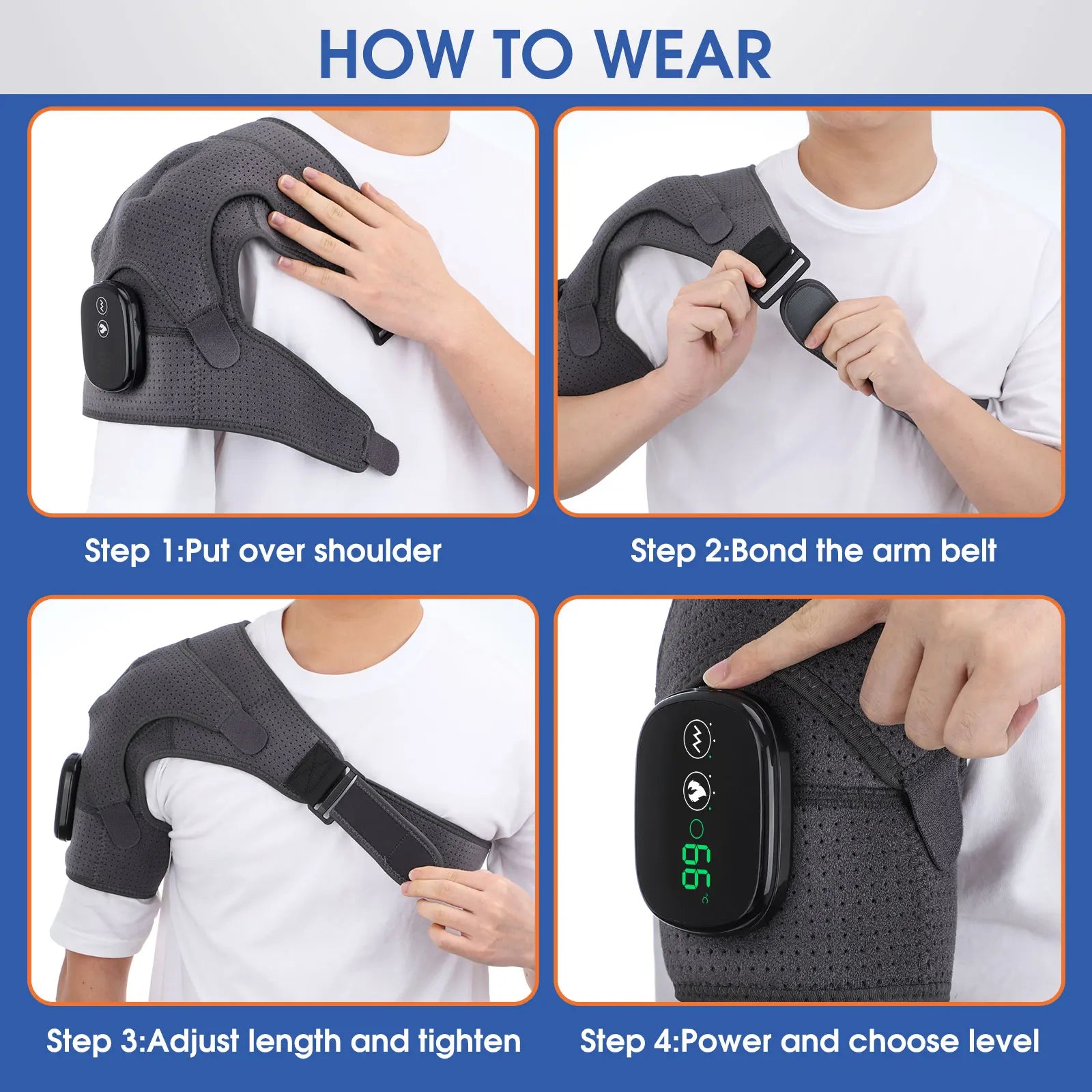 Electric Shoulder Massager Belt with Vibration & Heating, Muscle Relaxer and Warmer Pads