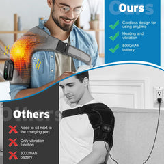 Electric Shoulder Massager Belt with Vibration & Heating, Muscle Relaxer and Warmer Pads
