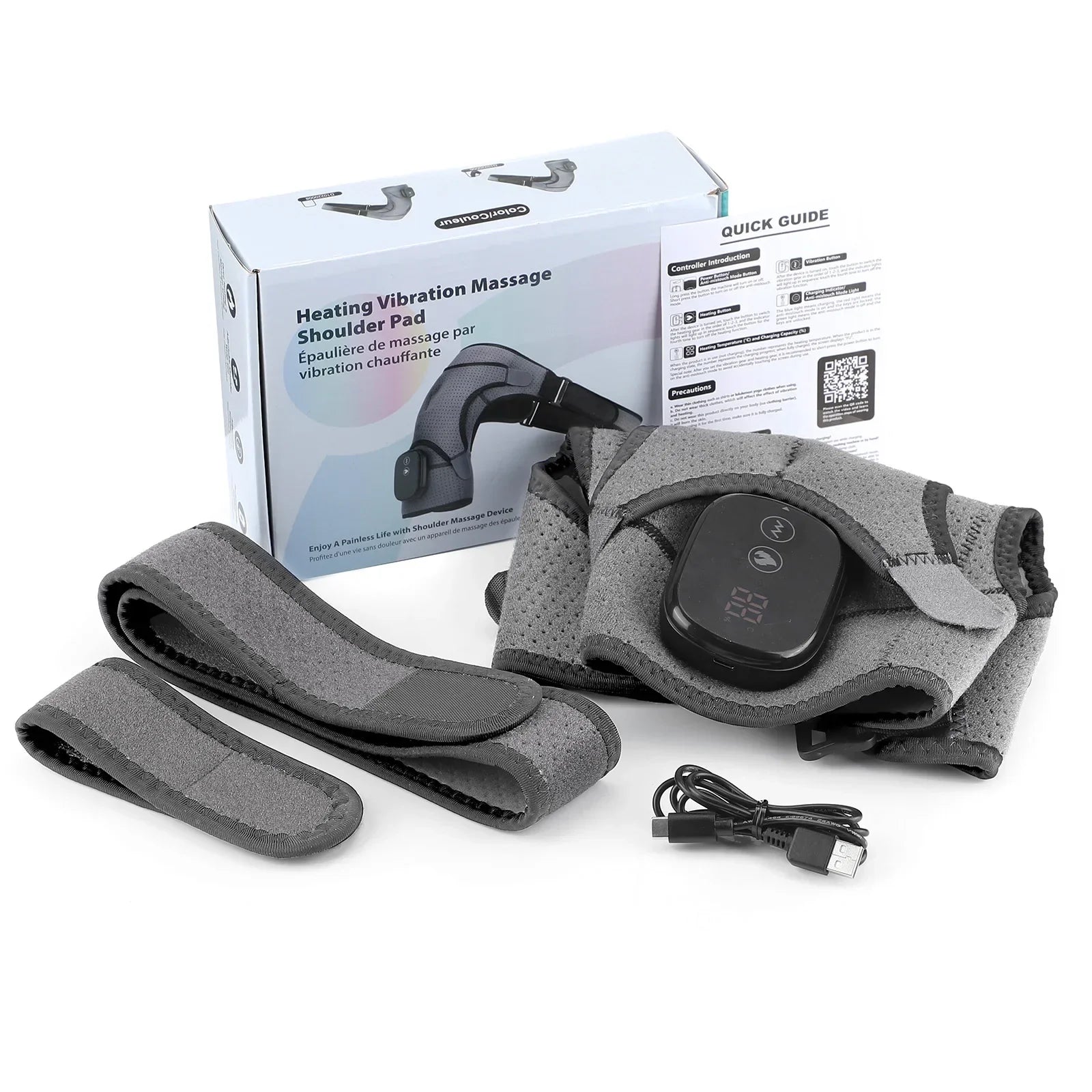 Electric Shoulder Massager Belt with Vibration & Heating, Muscle Relaxer and Warmer Pads