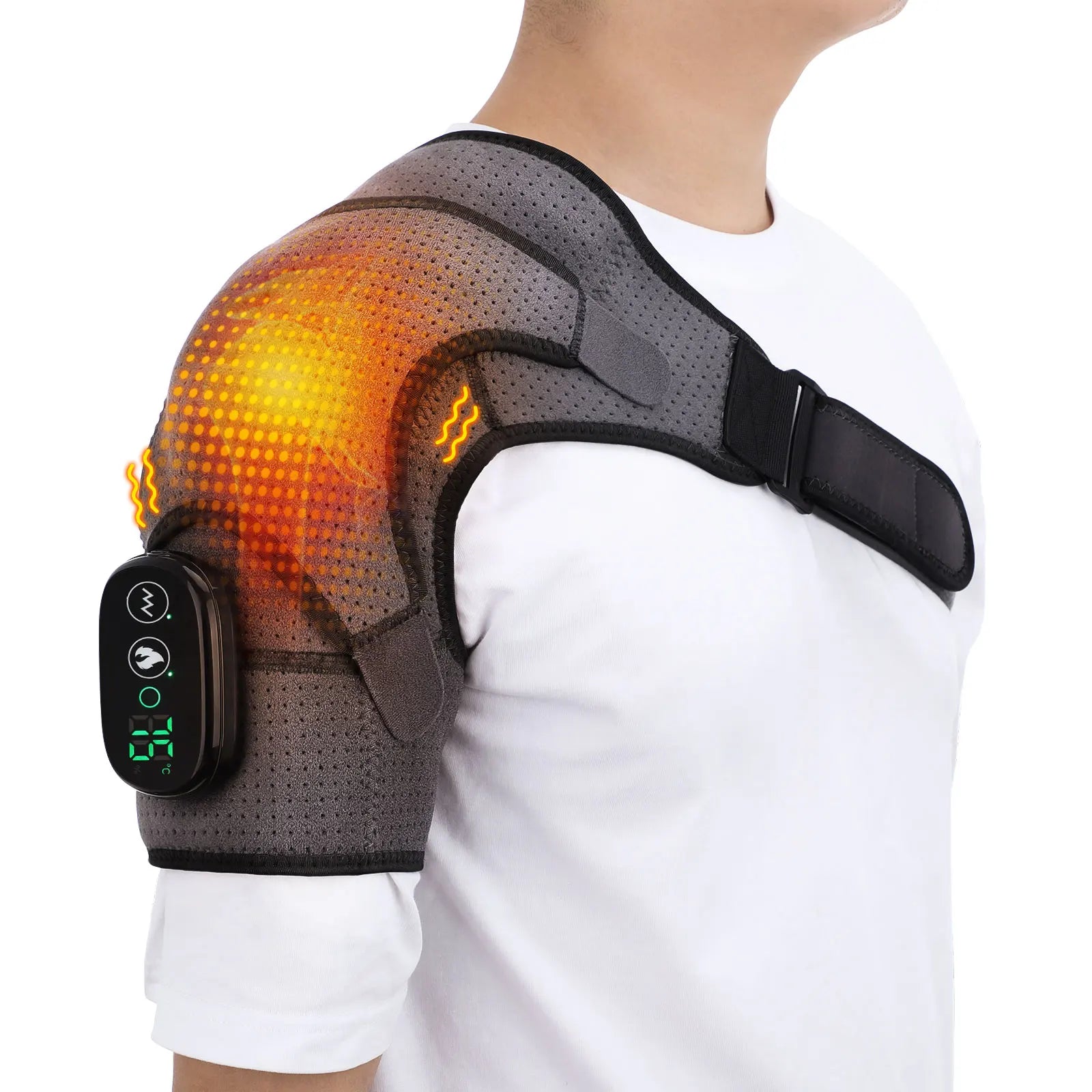 Electric Shoulder Massager Belt with Vibration & Heating, Muscle Relaxer and Warmer Pads