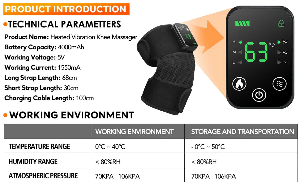Electric Shoulder Massager with Heat and Vibration, Knee Elbow Brace for Discomfort Relief