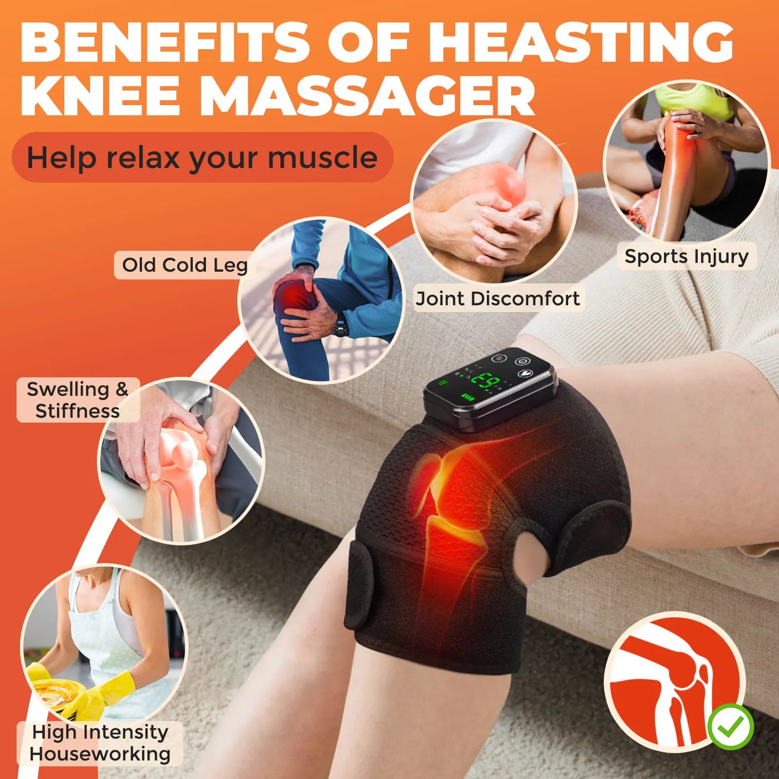 Electric Shoulder Massager with Heat and Vibration, Knee Elbow Brace for Discomfort Relief