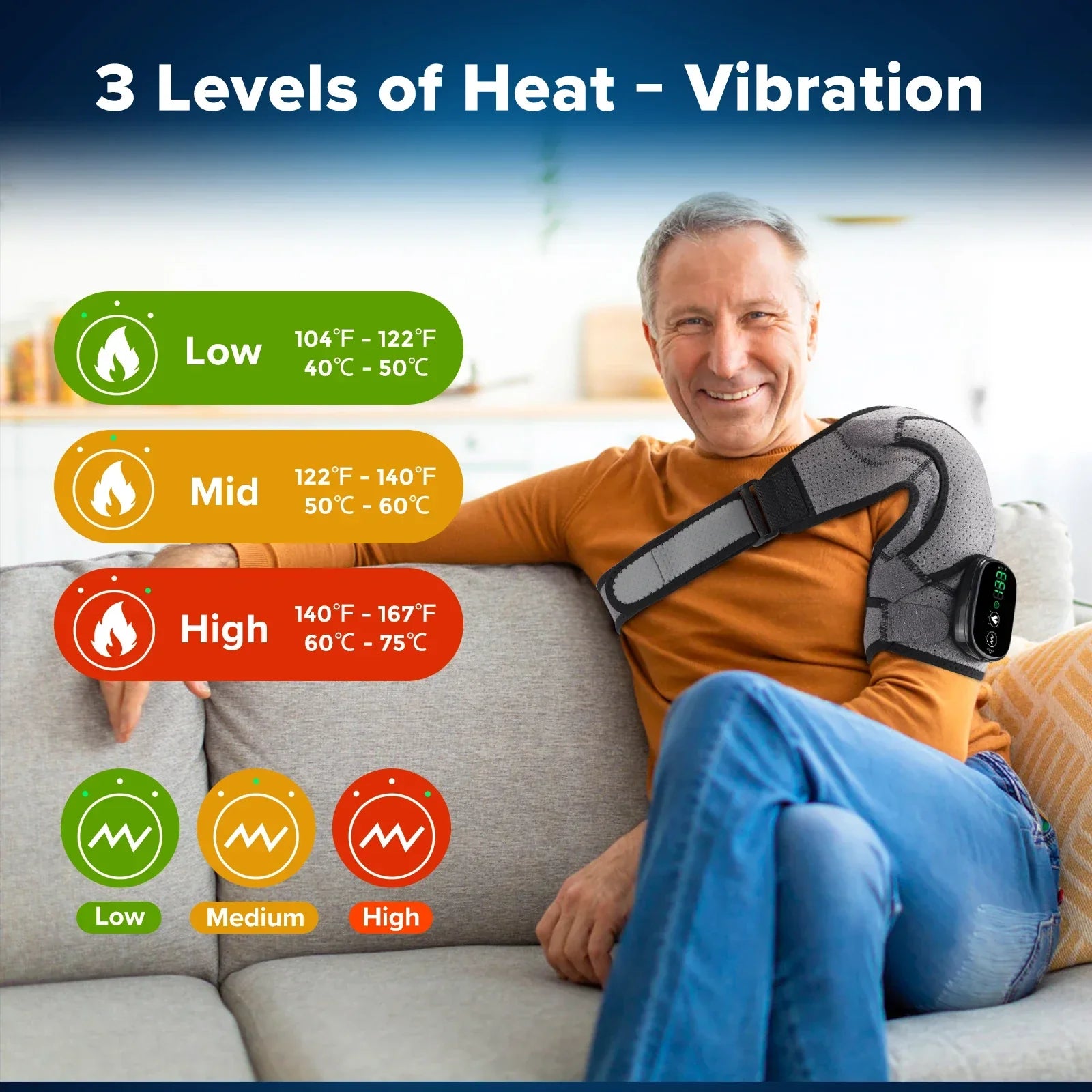 Electric Shoulder Massager with Heat, Vibration, Steam for Arthritis and Muscle Relaxation