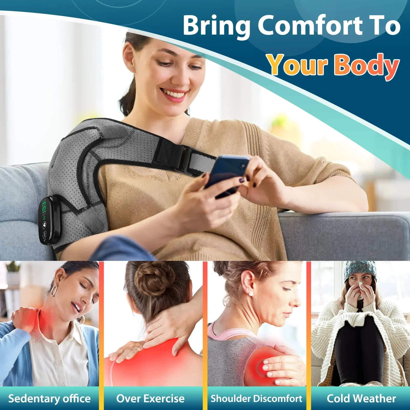 Electric Shoulder Massager with Heat, Vibration, Steam for Arthritis and Muscle Relaxation