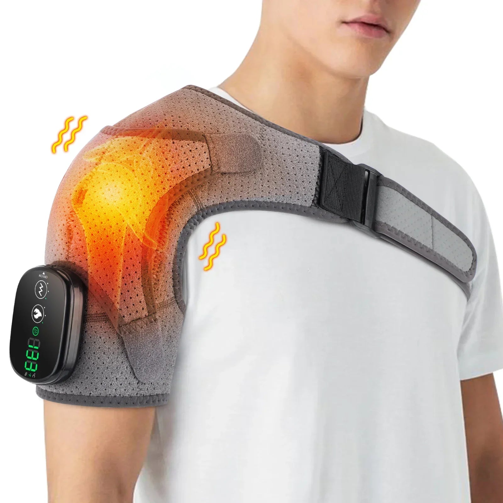 Electric Shoulder Massager with Heat, Vibration, Thermal Brace for Muscle Relaxation and Joint Support