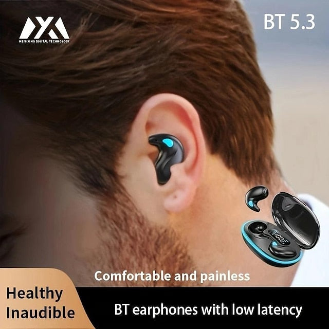 Digital Display TWS Bluetooth Earphones Invisible Mini Sleep Wireless Bluetooth Earphones For Side Sleeping Dedicated Noise Cancelling Earphones