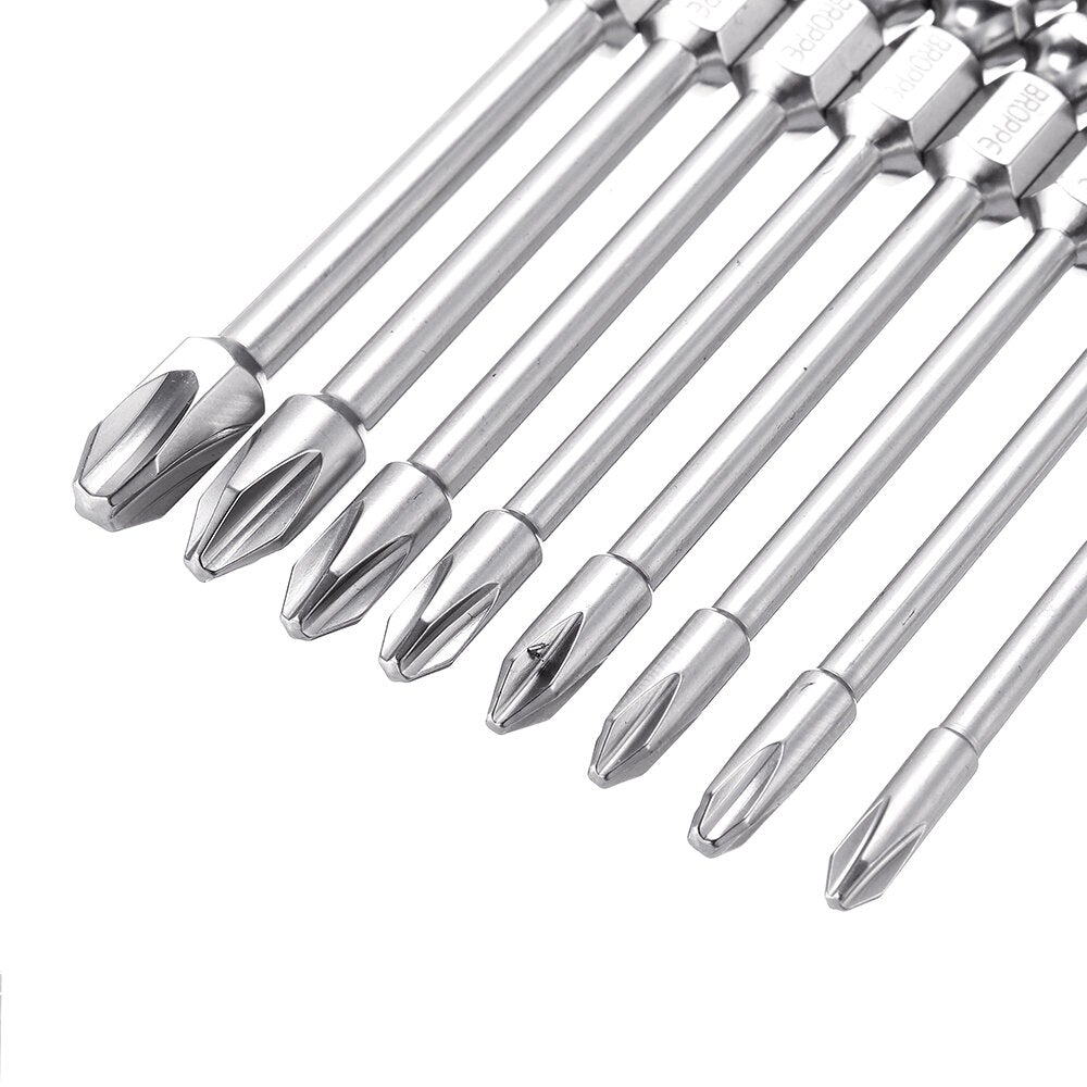 10Pcs 75mm Length Impact Phillips Screwdriver Bit High Torque Cross Screwdriver Bit S2 Strong Magnetic Screwdriver Bit