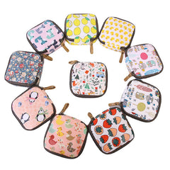 Cloth Waterproof Zipper Sanitary Napkin Cosmetic Storage Bag Coin Purse