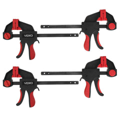 4Pcs Quick-Grip Bar Clamps 6/12in - One-Handed, 100KG Load, Woodworking F Clamp