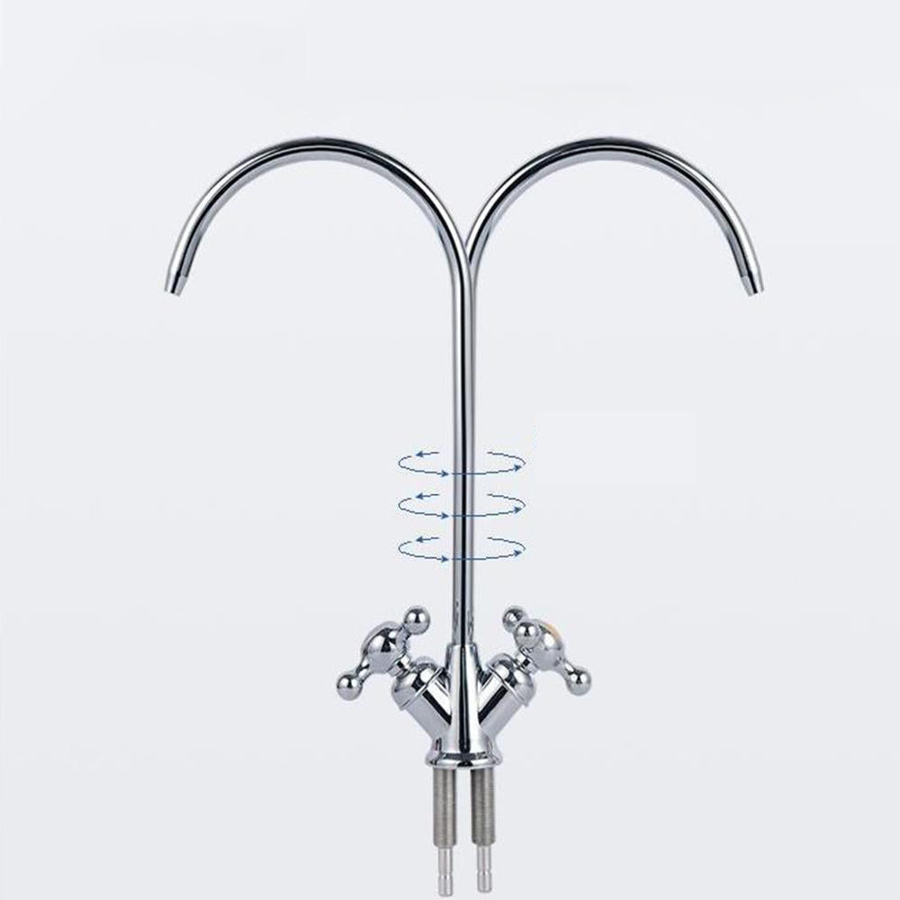 304 Stainless Steel Reverse Osmosis Three Forks Mixer Tap 360 Degree Swivel Spout Gooseneck Drinking Water Filter Faucet