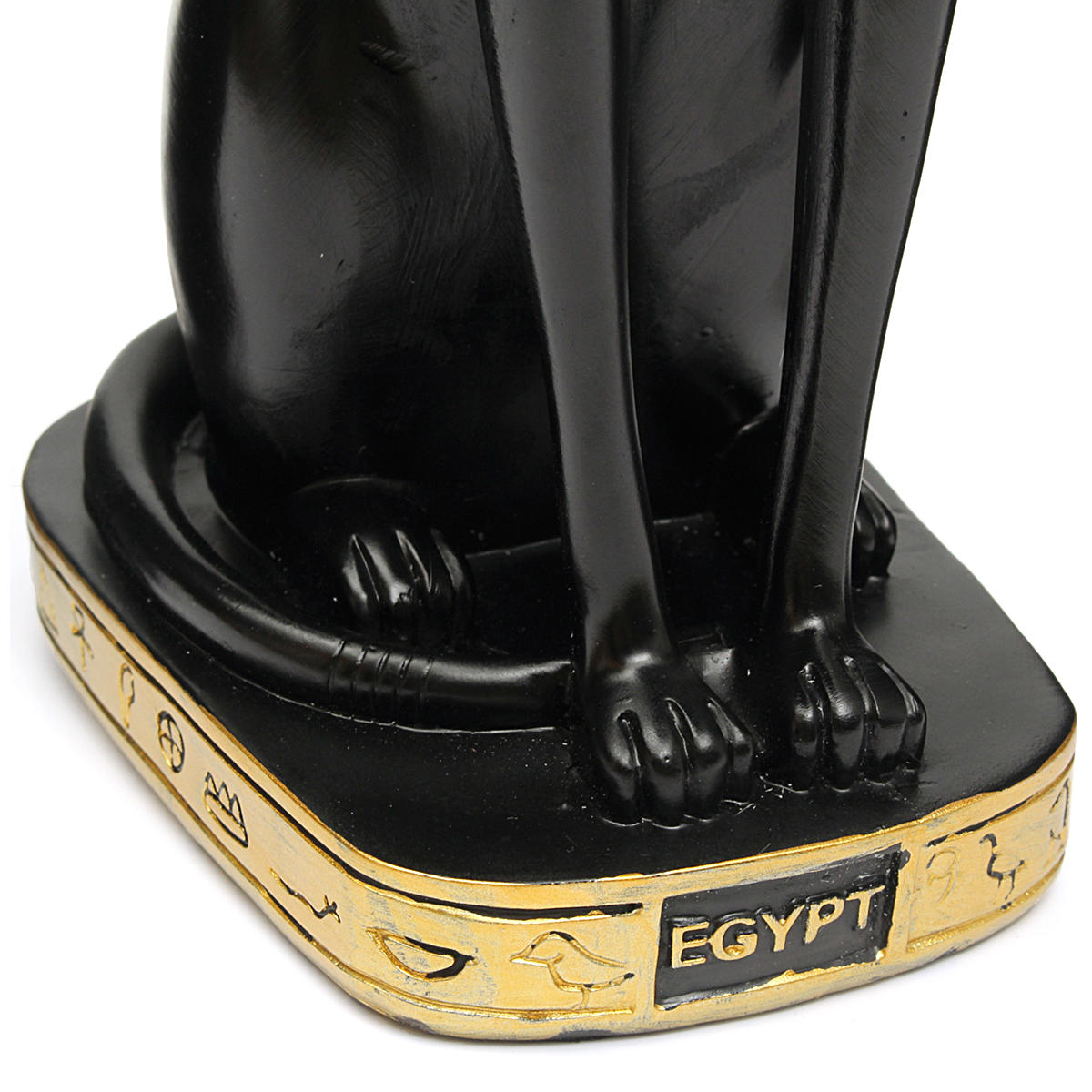 9.6inch Resin Vintage Egyptian Bastet Goddess Figurine Black Cat Pharaoh Statue Epoxy