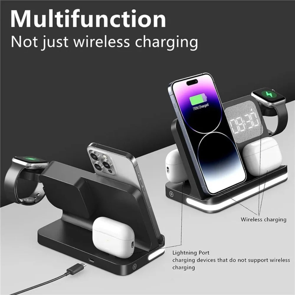 6-in-1 Wireless Charger Stand for iPhone, Samsung, Galaxy Watch, Buds, Fast Charging