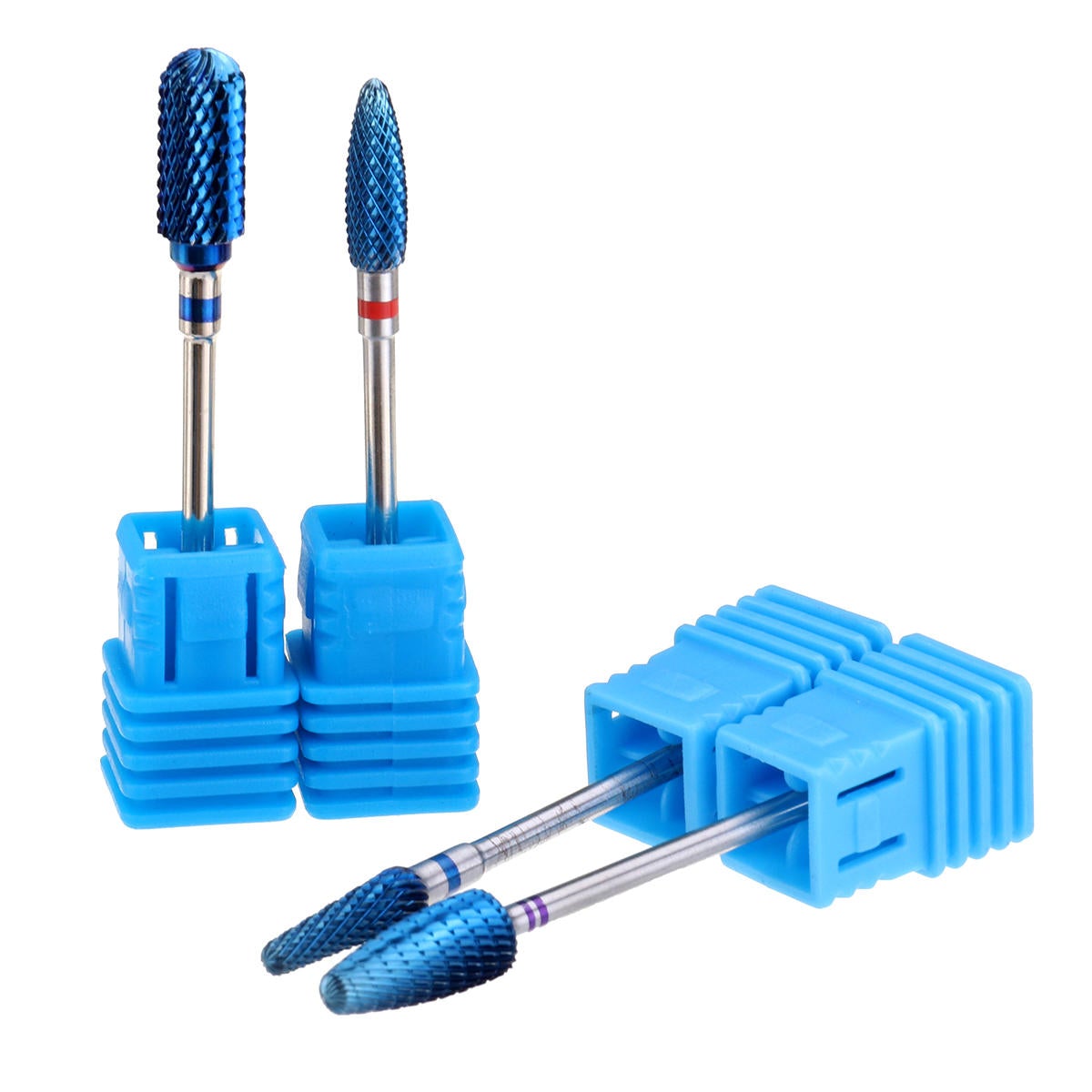 4pcs Blue Tungsten Steel Nail Drill Bits Grinding Head Carbide Burrs for Electric Manicure Machine