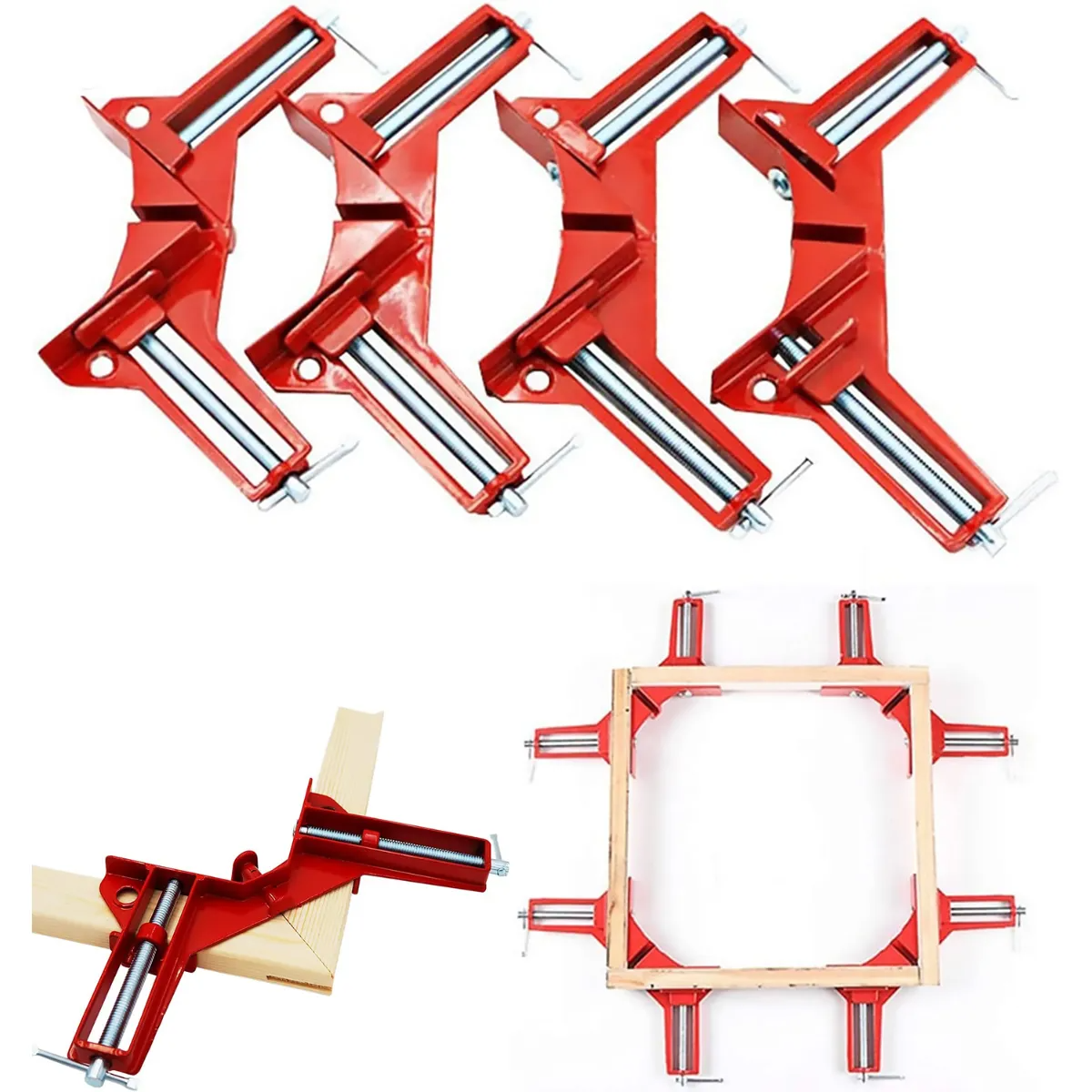 4PCS 90ˇă Right Angle Clamp - Aluminum Alloy for Woodworking & Glass Projects