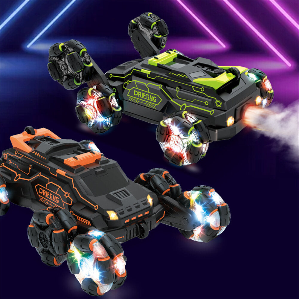 RC Stunt Car 2.4G 4WD Remote Control 360 Flip Drift LED Light Music Spary Double Sided Models Toys