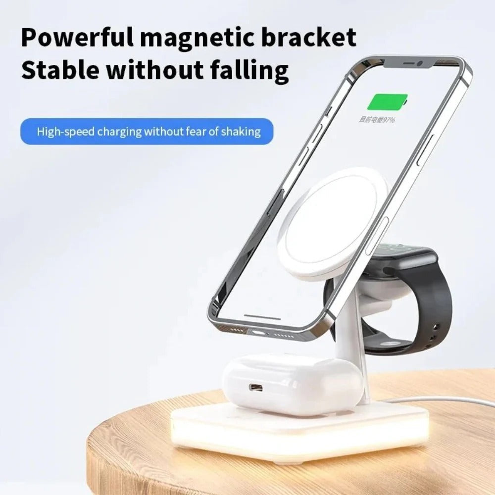 30W 4-in-1 Magnetic Wireless Charger Lamp for iPhone, Apple Watch, AirPods