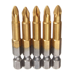 10pcs 50mm Titanium Coated 1/4 Inch Hex Shank PH2 Magnetic Anti Slip Electric Screwdriver Bit Set