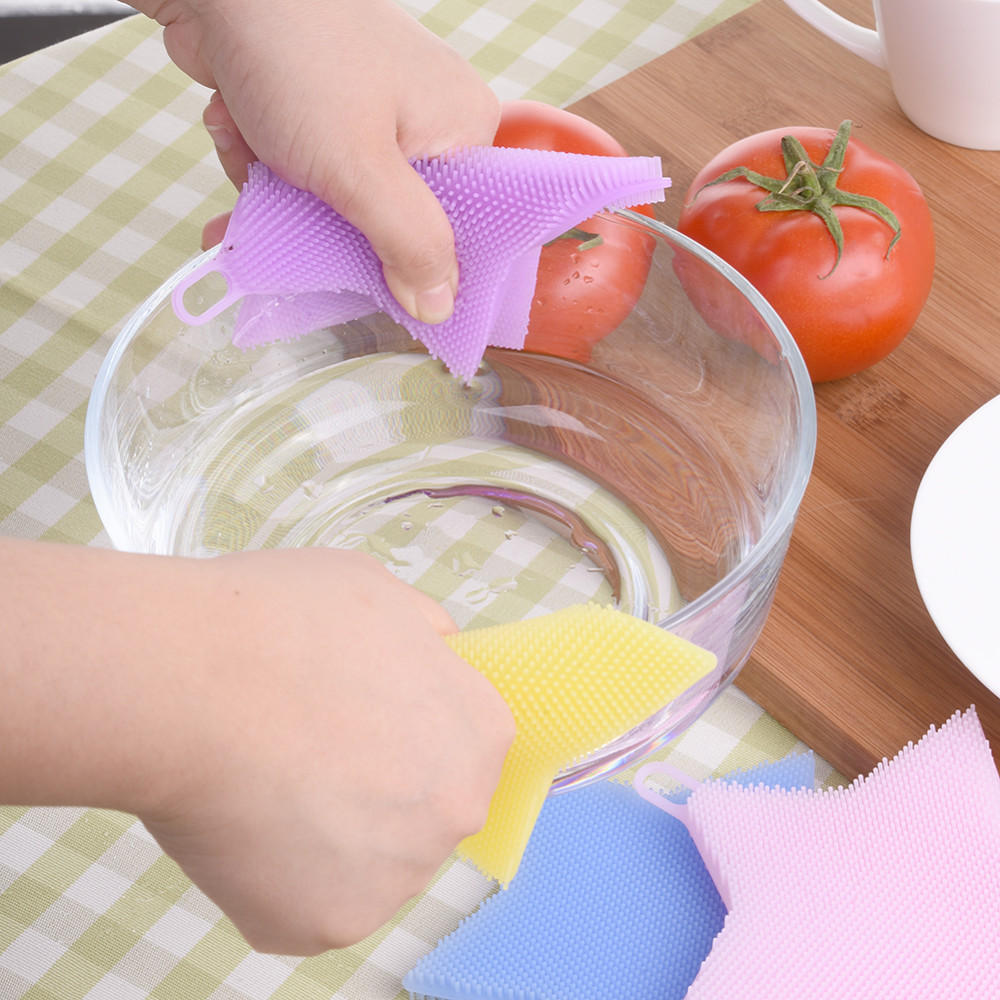 Multi-function Star Shape Silicone Dish Cleaning Brush Scrubber Heat Resistant Coaster