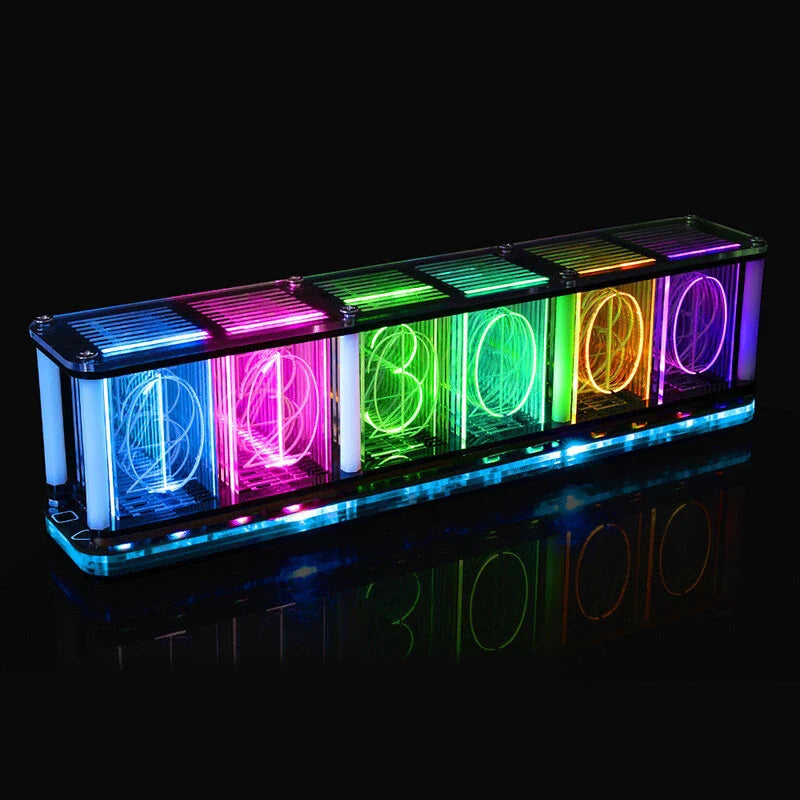 DIY RGB LED Clock Kit with Touch Controls, Music Spectrum, Alarm, Timer, and Customizable Multi-Color Display, DC 5V