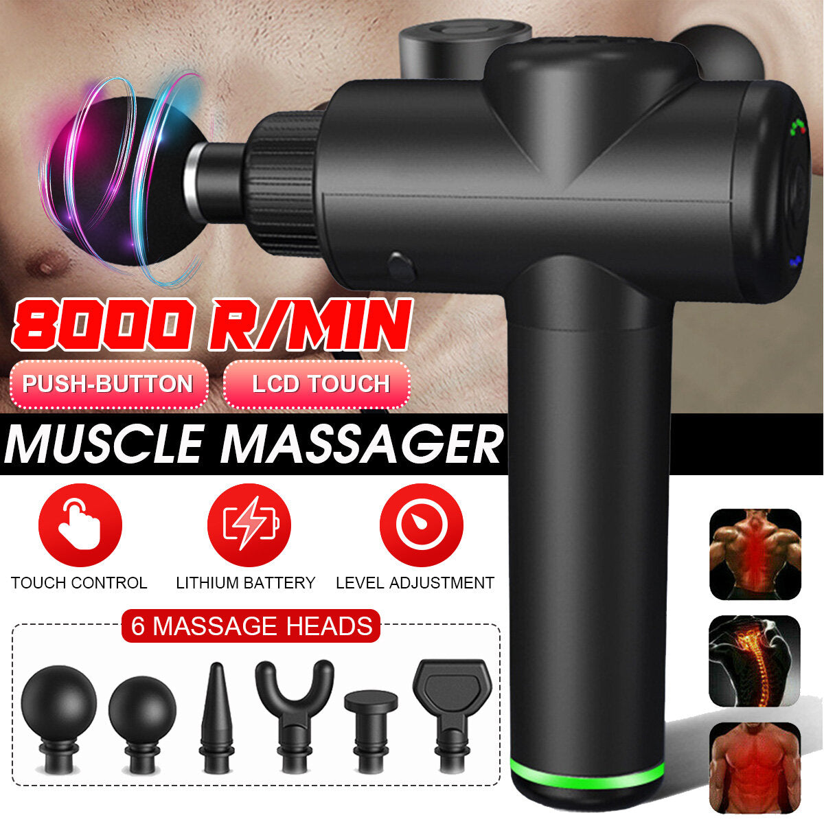 Electric Percussive Massager Percussion Massage Gun Hand Held Therapy Device For Relaxing Shock Vibration Deep Muscles