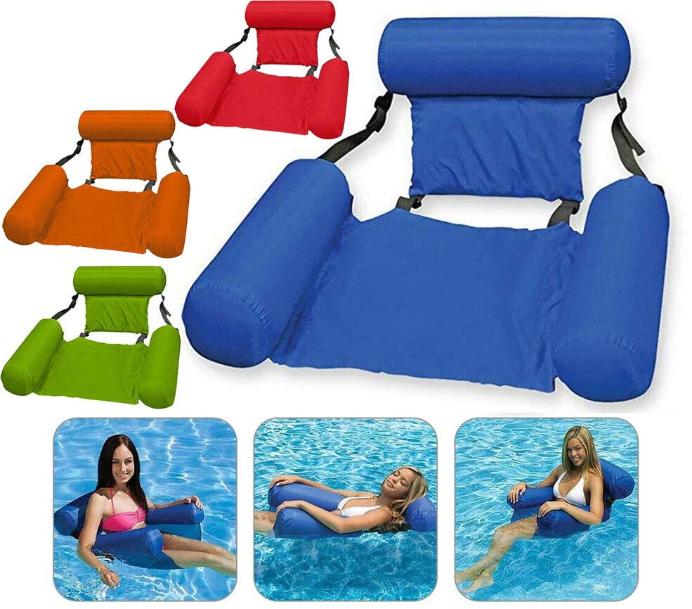 Water Lounge Chair Summer Swimming Inflatable Foldable Floating Row Backrest Air Mat Party Pool Toy