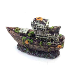 Aquarium Ornament Wreck Fish Tank Cave Sailing Boat Sunk Ship Destroyer Decorations